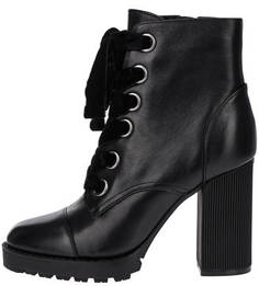 Кожаные ботильоны с бархатными шнурками Liu Jo