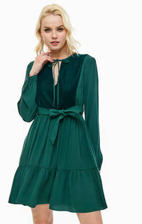 Зеленое платье с бархатной вставкой Pinko