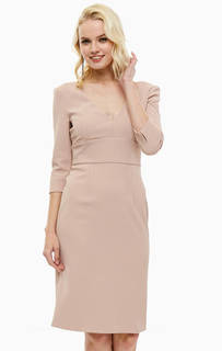 Бежевое платье с глубоким вырезом Pinko