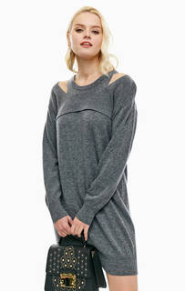 Короткое шерстяное платье с открытыми плечами Pinko