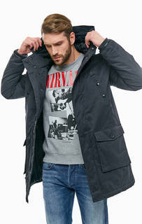 Удлиненная черная куртка с капюшоном Replay