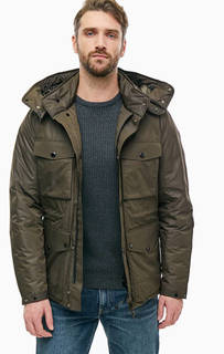 Пуховик цвета хаки со съемным капюшоном C.P. Company