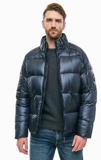 Синий пуховик со скрытым капюшоном C.P. Company