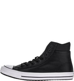 Высокие кожаные кеды на шнуровке Converse