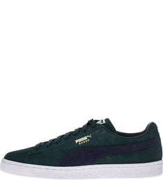 Зеленые замшевые кеды на шнуровке Puma