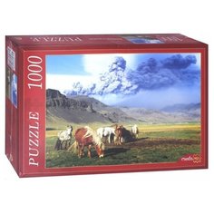 Пазл Рыжий кот Лошади и вулкан