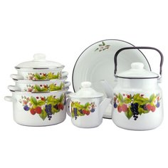 Набор посуды Эмаль Ягодная