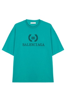 Зеленая футболка BB Balenciaga