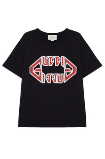 Черная футболка оверсайз с логотипом Gucci Man