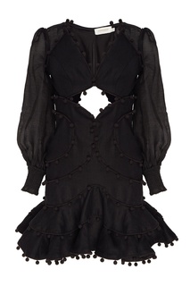 Черное платье мини с декором шариками Zimmermann