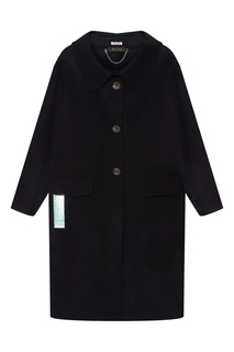 Черное пальто из чистой шерсти Miu Miu