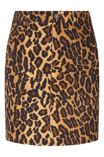 Леопардовая мини-юбка с аппликацией Miu Miu