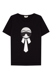 Черная хлопковая футболка Fendi