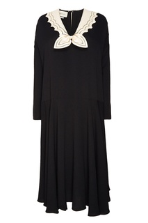 Черное платье с атласным воротником Gucci