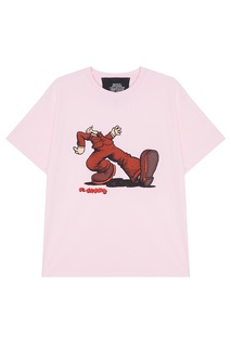 Хлопковая розовая футболка с принтом Marc Jacobs