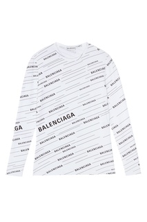 Белый лонгслив с логотипами Balenciaga