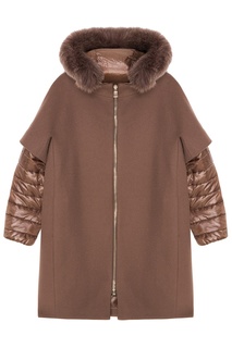 Комбинированное коричневое пальто Herno