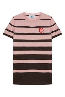 Розовый джемпер в полоску Prada