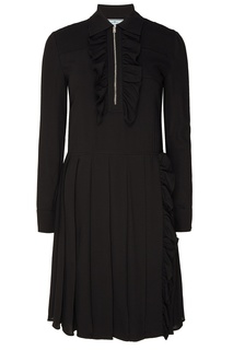 Черное платье с оборками Prada