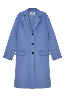 Голубое шерстяное пальто Prada