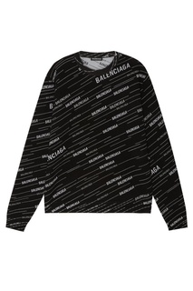 Черный лонгслив с логотипами Balenciaga