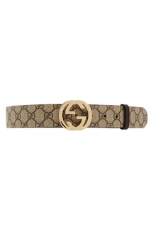 Бежевый ремень с узором GG Supreme Gucci