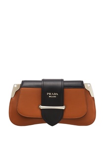 Коричневая кожаная сумка Prada