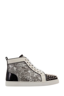 Комбинированные кроссовки Lou Spikes Woman Orlato Calf Caligraf Christian Louboutin