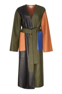 Разноцветное кожаное пальто Loewe