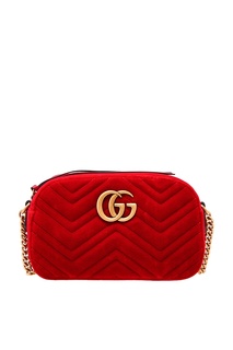 Красная сумка GG Marmont из стеганого бархата Gucci