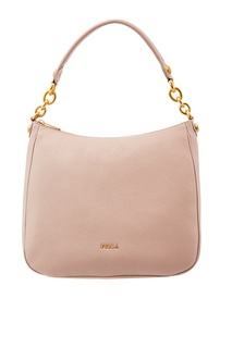 Бежевая кожаная сумка-хобо Cometa Furla