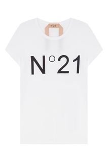 Белая футболка с шелковой аппликацией No.21