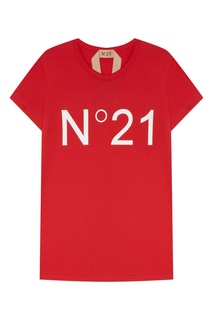 Красная футболка с принтом-логотипом No.21