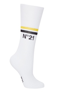 Белые носки с черно-желтой отделкой No.21