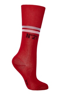 Красные носки с отделкой полосами No.21