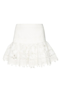 Мини-юбка с отделкой кружевом Zimmermann