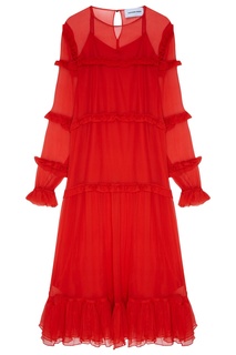 Красное платье-миди с рюшами Alexandr Rogov