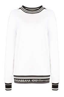 Белый свитшот с контрастной отделкой Dolce & Gabbana