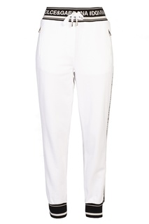 Белые брюки с контрастной отделкой Dolce & Gabbana