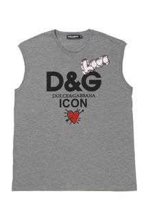 Серая футболка с принтом Dolce & Gabbana