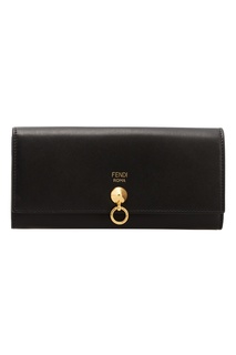 Черный кошелек с золотистой деталью Fendi