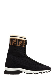Черные текстильные ботинки Fendi