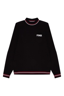Черный шелковый джемпер Fendi