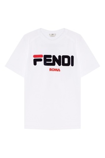 Белая хлопковая футболка Fendi
