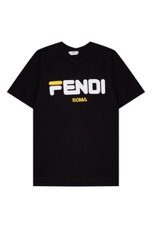 Черная хлопковая футболка с логотипом Fendi