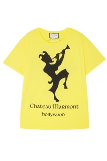 Желтая футболка с принтом “Chateau Marmont” Gucci