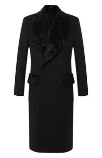 Кашемировое пальто с меховой отделкой воротника Dolce & Gabbana