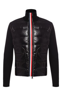 Шерстяной кардиган на молнии с воротником-стойкой Moncler