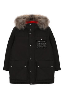 Пуховая куртка с меховой отделкой Moncler Enfant