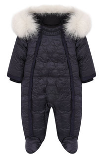 Пуховый комбинезон с мехом Moncler Enfant